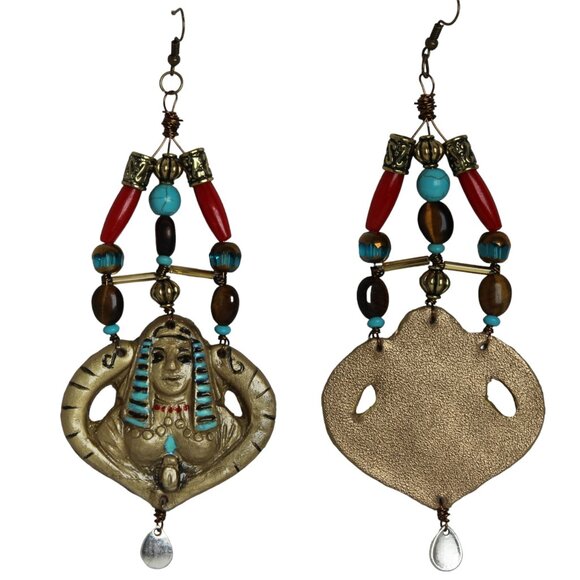 Desperately Seeking 80s Egyptian Nefertiti Earring in Fishhook or Clip-On - Picture 4 of 11